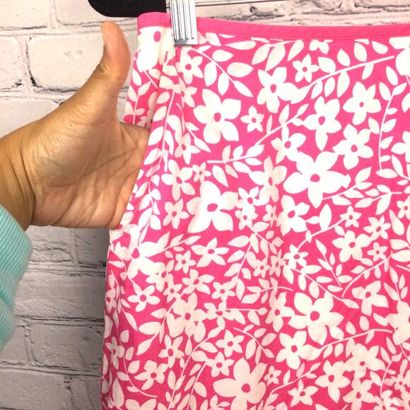 L.L. Bean Women's Pink Floral Lightweight Above the Knee Cotton A-line Skirt 12 - Picture 4 of 11